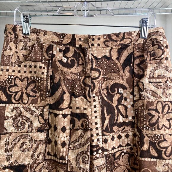 Chicos Women's Dark‎ Floral Boho Capri Pants Size 2 Beachy Lounging Vacation - Picture 3 of 12